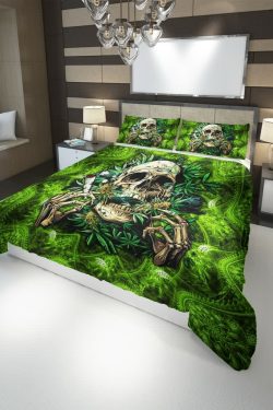 Y2K Grunge Skull Smoking Duvet Cover Set - Retro 90s Goth Pastel Goth Bedroom Decor