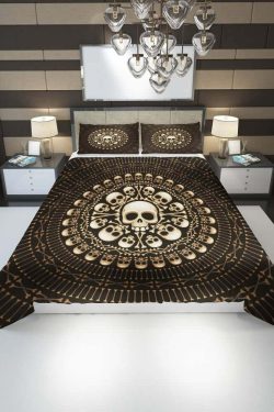 Y2K Grunge Skulls and Bones Duvet Cover Set - Retro 90s Goth Pastel Goth Bedding