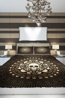 Y2K Grunge Skulls and Bones Duvet Cover Set - Retro 90s Goth Pastel Goth Bedding