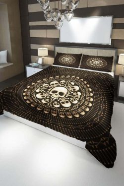 Y2K Grunge Skulls and Bones Duvet Cover Set - Retro 90s Goth Pastel Goth Bedding