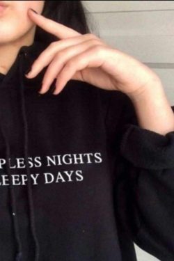 Y2K Grunge Sleepless Nights Hoodie - Retro 90s Fashion, Summer Outfits, and Pastel Goth Style