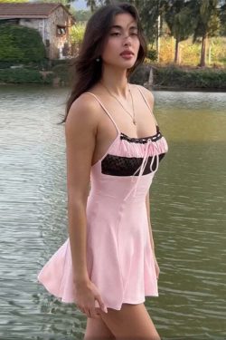 Y2K Grunge Slip Mini Dress - 90s Fashion, Retro Summer Outfit, Gothic Y2K, Pastel Goth Style