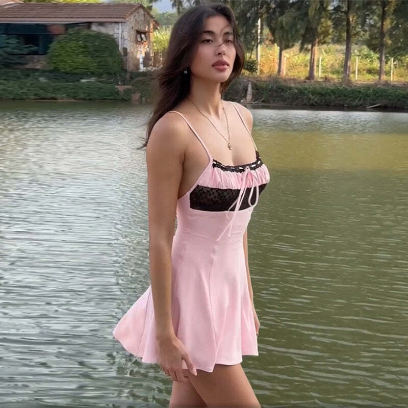 Y2K Grunge Slip Mini Dress - 90s Fashion, Retro Summer Outfit, Gothic Y2K, Pastel Goth Style