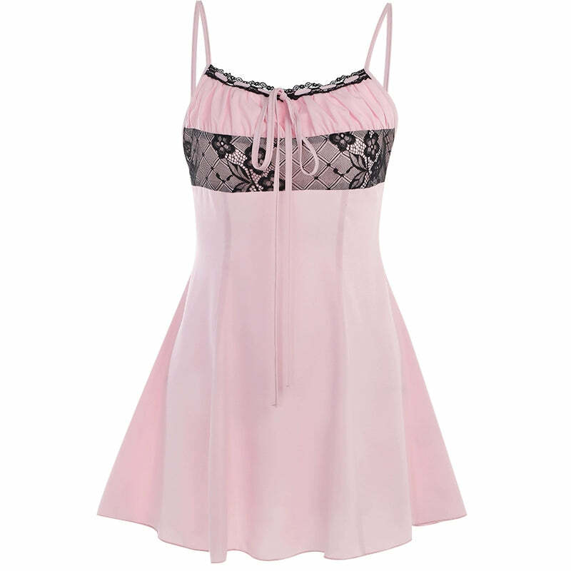 Y2K Grunge Slip Mini Dress - 90s Fashion, Retro Summer Outfit, Gothic Y2K, Pastel Goth Style
