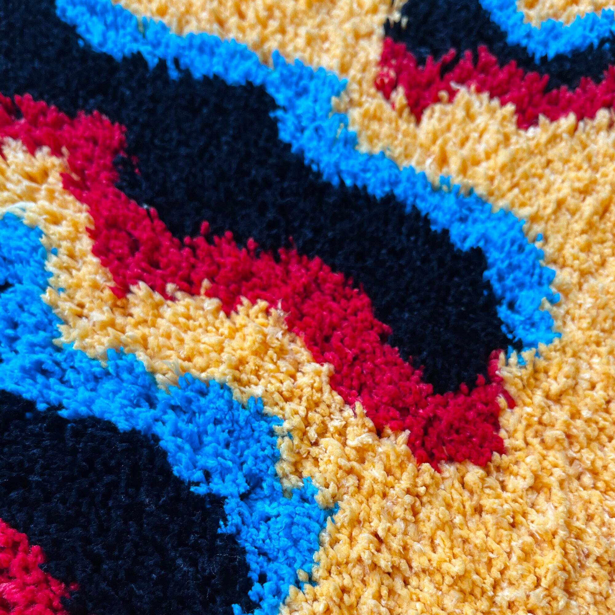 Y2K Grunge Smiley Face Rug - Retro 90s Summer Decor, Pastel Goth, Y2K Party Vibes
