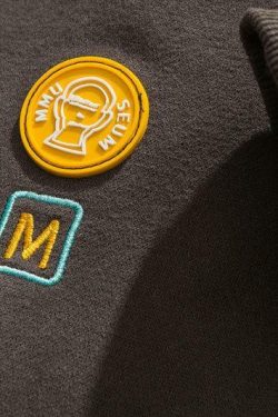 Y2K Grunge Smiley Patch Hoodie - Retro 90s Fashion, Summer Y2K Outfits, Pastel Goth Style