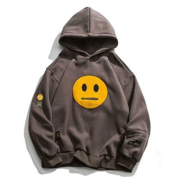 Y2K Grunge Smiley Patch Hoodie - Retro 90s Fashion, Summer Y2K Outfits, Pastel Goth Style