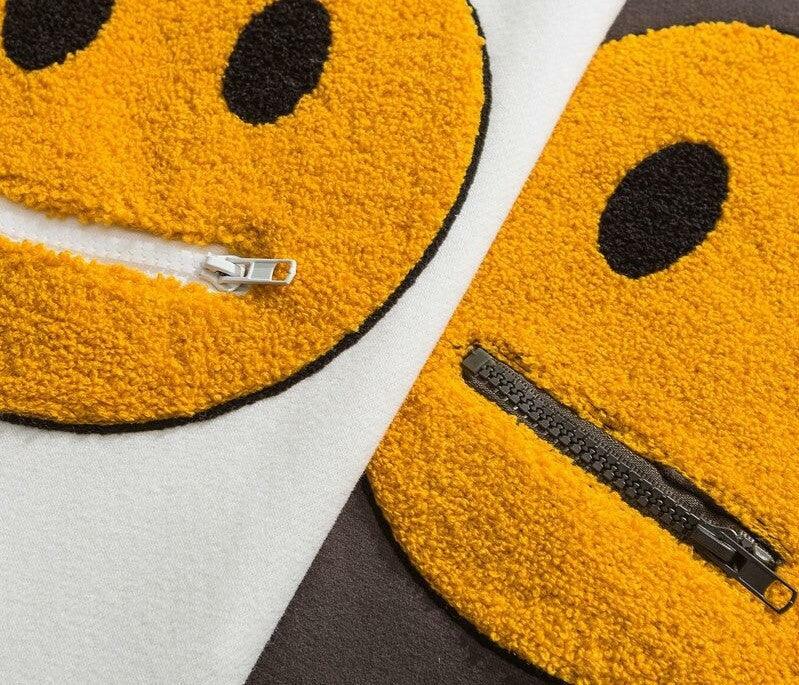 Y2K Grunge Smiley Patch Hoodie - Retro 90s Fashion, Summer Y2K Outfits, Pastel Goth Style