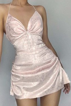 Y2K Grunge Soft Girl Aesthetic Silky Camisole Mini Dress - 90s Retro Summer Outfit