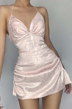 Y2K Grunge Soft Girl Aesthetic Silky Camisole Mini Dress - 90s Retro Summer Outfit