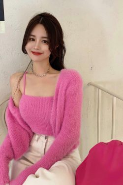 Y2K Grunge Soft Girl Cardigan Camisole Sweater Set - 90s Retro Summer Outfit