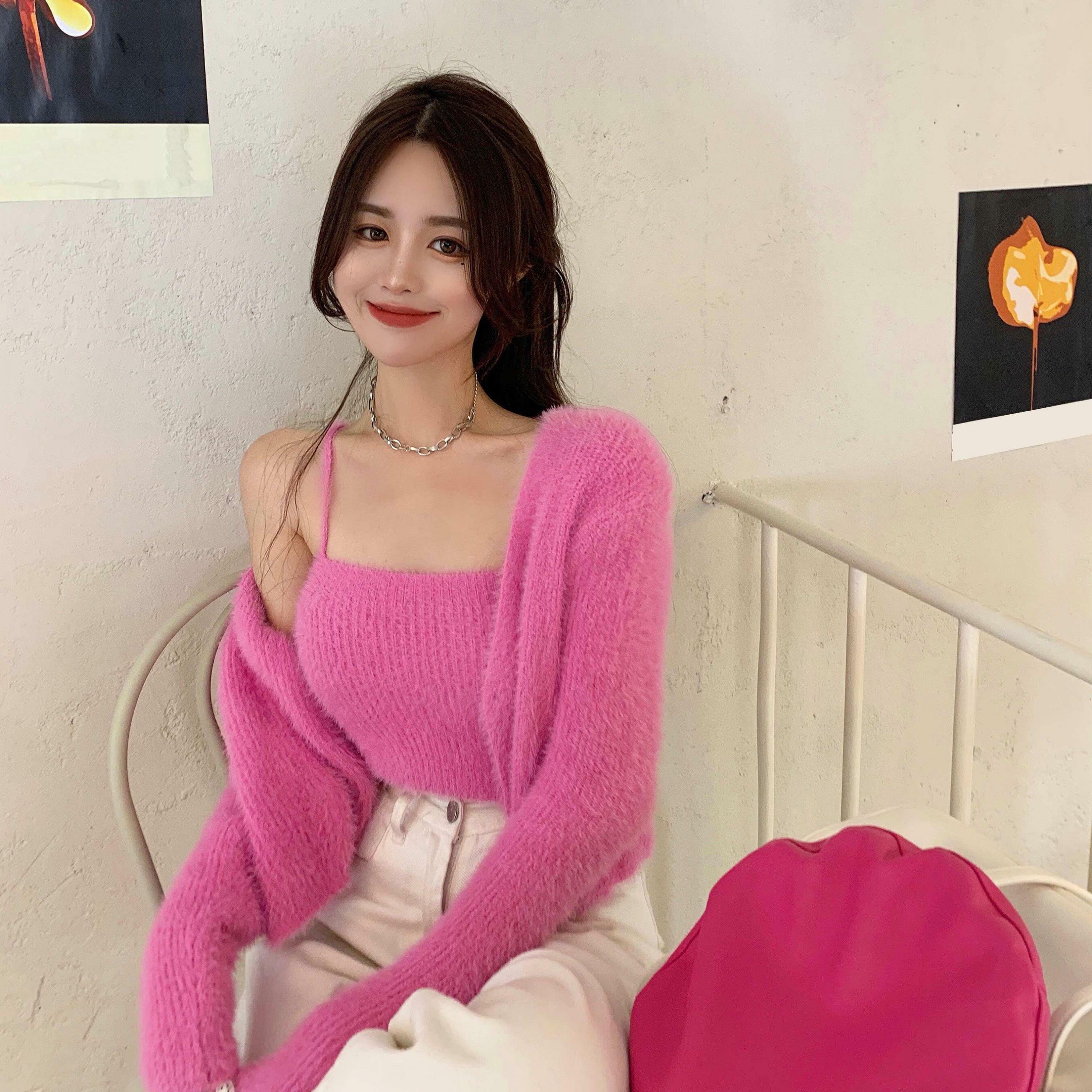 Y2K Grunge Soft Girl Cardigan Camisole Sweater Set - 90s Retro Summer Outfit