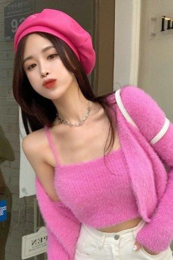 Y2K Grunge Soft Girl Cardigan Camisole Sweater Set - 90s Retro Summer Outfit