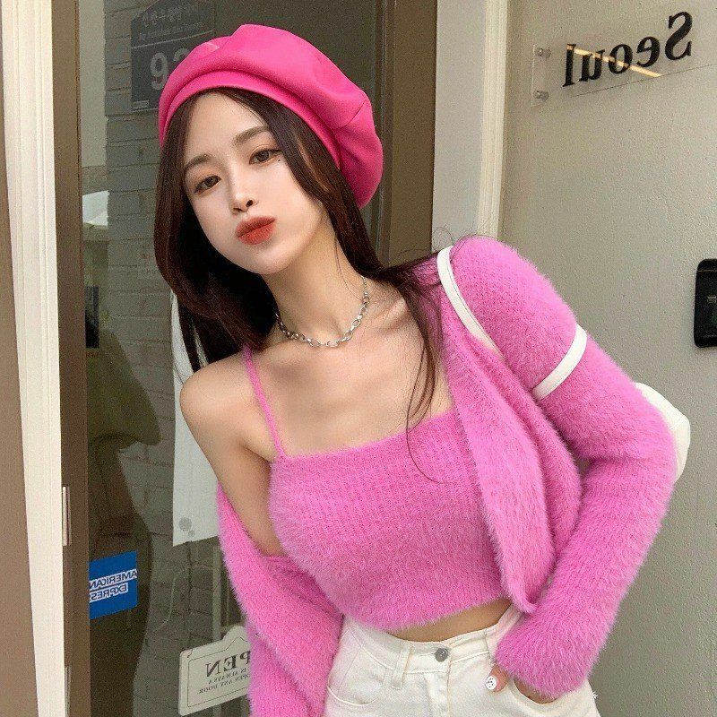 Y2K Grunge Soft Girl Cardigan Camisole Sweater Set - 90s Retro Summer Outfit