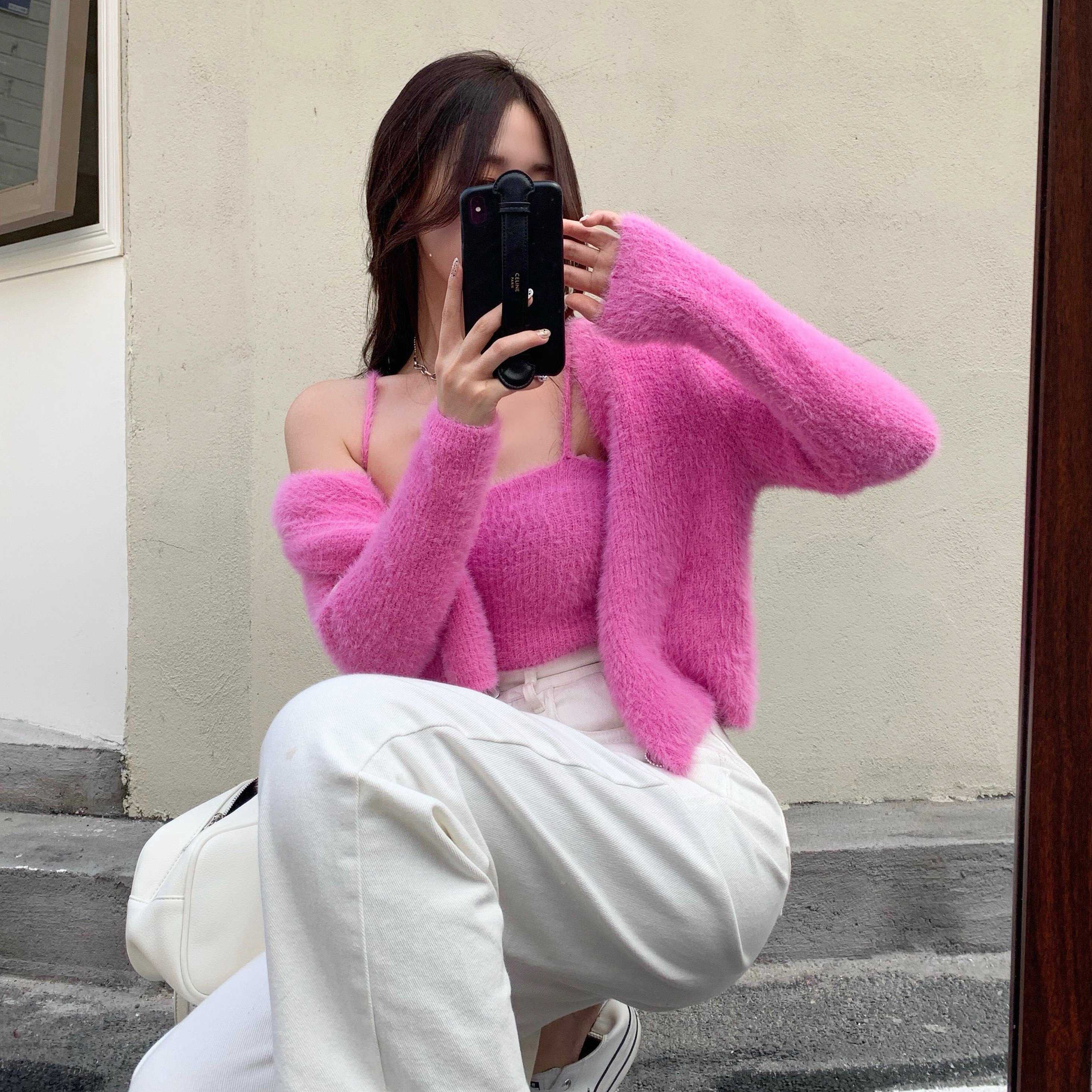 Y2K Grunge Soft Girl Cardigan Camisole Sweater Set - 90s Retro Summer Outfit