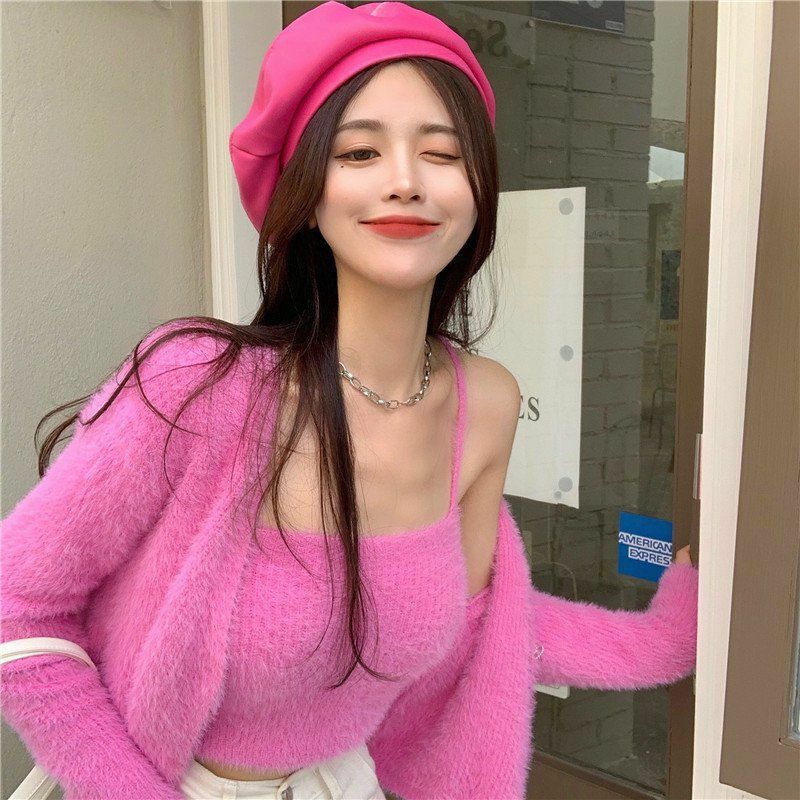 Y2K Grunge Soft Girl Cardigan Camisole Sweater Set - 90s Retro Summer Outfit