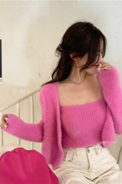 Y2K Grunge Soft Girl Cardigan Camisole Sweater Set - 90s Retro Summer Outfit