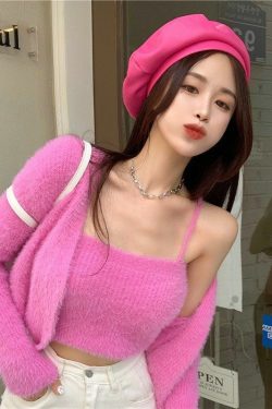 Y2K Grunge Soft Girl Cardigan Camisole Sweater Set - 90s Retro Summer Outfit