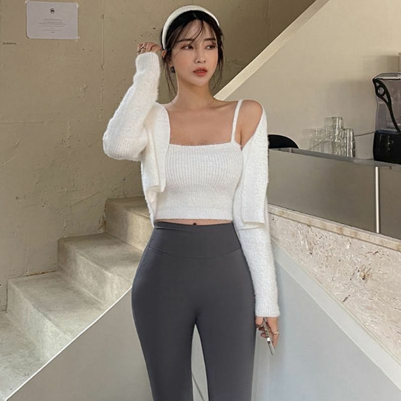 Y2K Grunge Soft Girl Cardigan Camisole Sweater Set - 90s Retro Summer Outfit