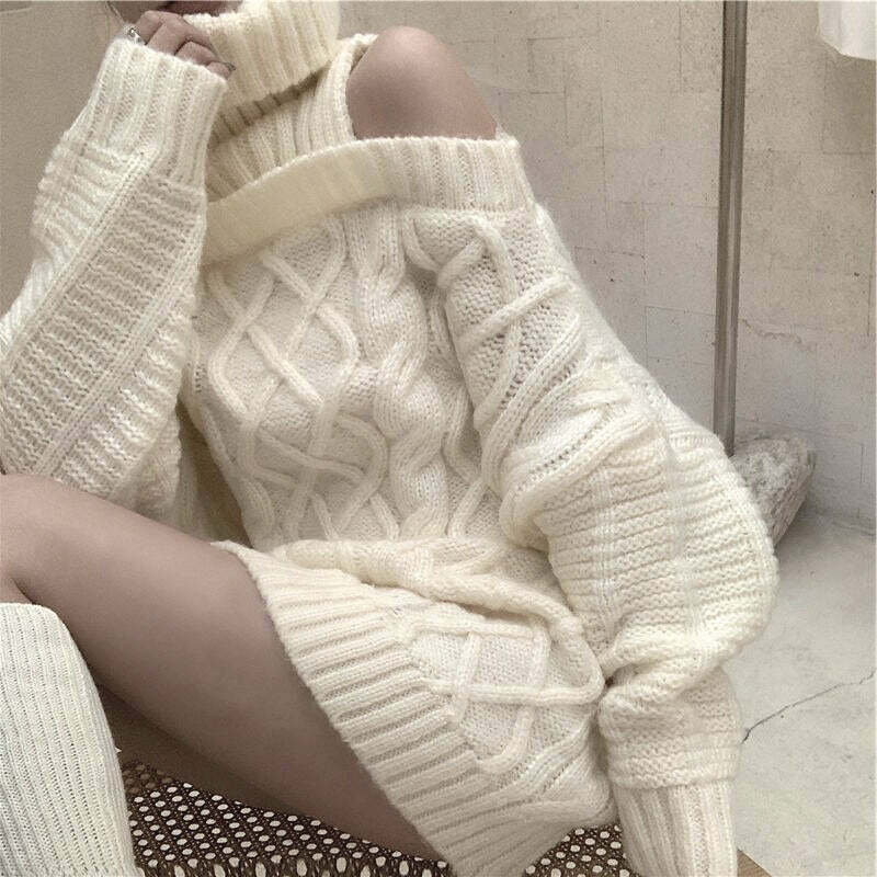 Y2K Grunge Soft Girl Turtleneck Sweater Pullover - 90s Retro Summer & Party Outfit