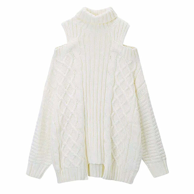 Y2K Grunge Soft Girl Turtleneck Sweater Pullover - 90s Retro Summer & Party Outfit