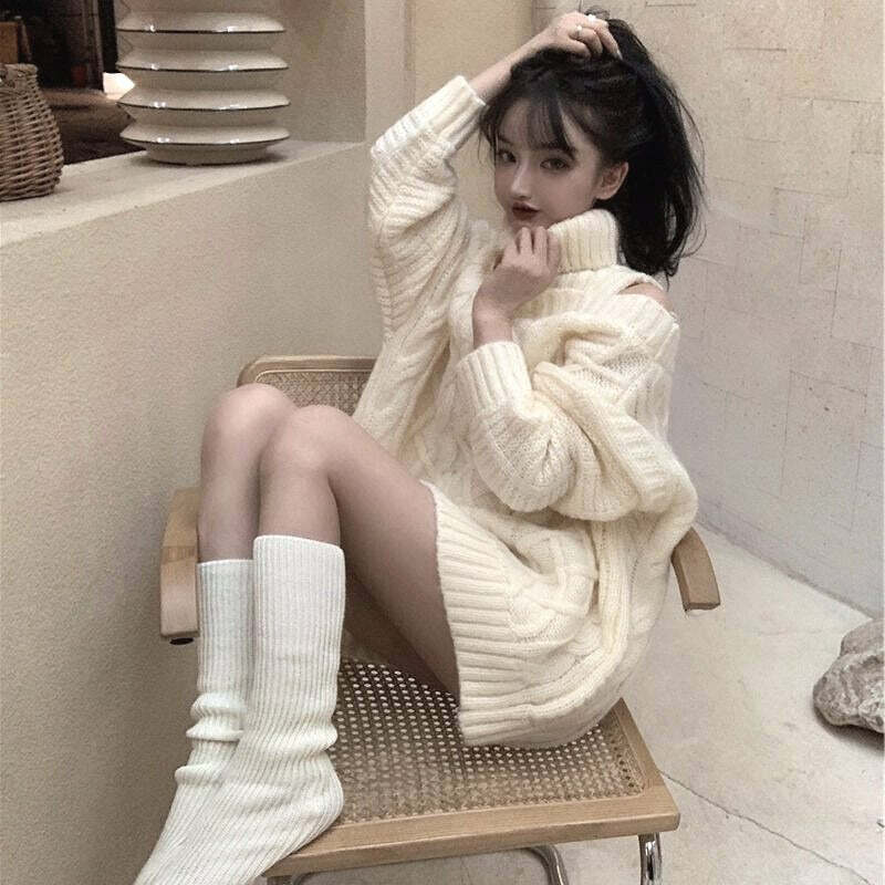 Y2K Grunge Soft Girl Turtleneck Sweater Pullover - 90s Retro Summer & Party Outfit