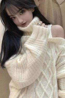 Y2K Grunge Soft Girl Turtleneck Sweater Pullover - 90s Retro Summer & Party Outfit