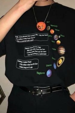 Y2K Grunge Solar System Planets T-Shirt - Retro 90s Fashion, Summer Y2K Outfits, Pastel Goth