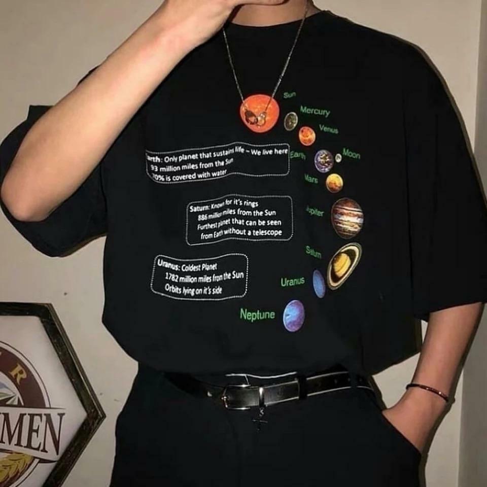Y2K Grunge Solar System Planets T-Shirt - Retro 90s Fashion, Summer Y2K Outfits, Pastel Goth