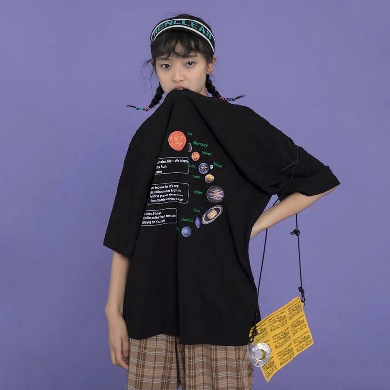 Y2K Grunge Solar System Planets T-Shirt - Retro 90s Fashion, Summer Y2K Outfits, Pastel Goth