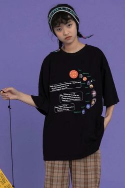 Y2K Grunge Solar System Planets T-Shirt - Retro 90s Fashion, Summer Y2K Outfits, Pastel Goth