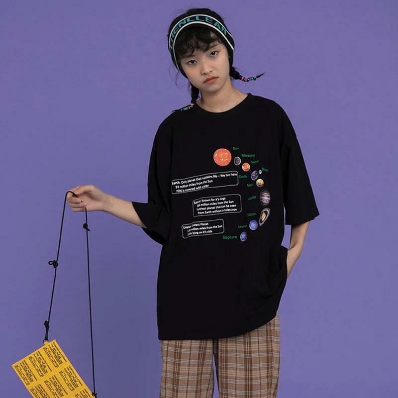 Y2K Grunge Solar System Planets T-Shirt - Retro 90s Fashion, Summer Y2K Outfits, Pastel Goth