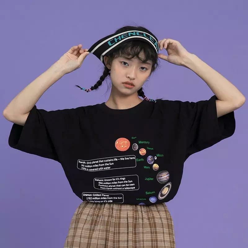 Y2K Grunge Solar System Planets T-Shirt - Retro 90s Fashion, Summer Y2K Outfits, Pastel Goth