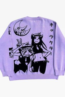 Y2K Grunge Soul Eater Sweater - Retro 90s Fashion, Pastel Goth, Y2K Club & Party Outfits