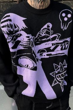 Y2K Grunge Soul Eater Sweater - Retro 90s Fashion, Pastel Goth, Y2K Club & Party Outfits