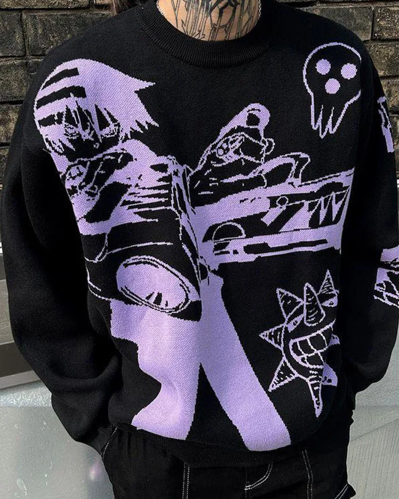 Y2K Grunge Soul Eater Sweater - Retro 90s Fashion, Pastel Goth, Y2K Club & Party Outfits