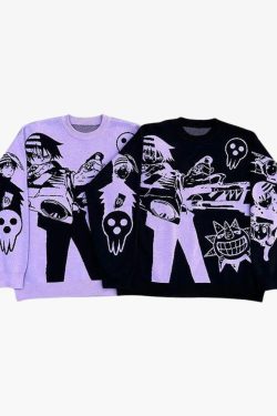 Y2K Grunge Soul Eater Sweater - Retro 90s Fashion, Pastel Goth, Y2K Club & Party Outfits
