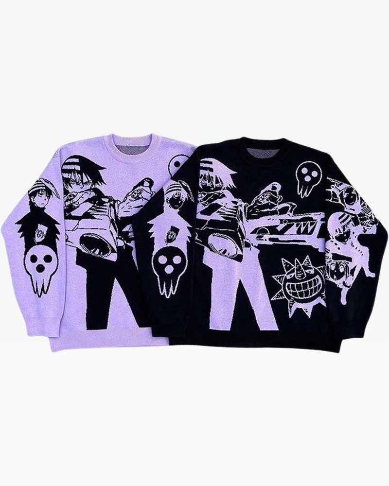Y2K Grunge Soul Eater Sweater - Retro 90s Fashion, Pastel Goth, Y2K Club & Party Outfits