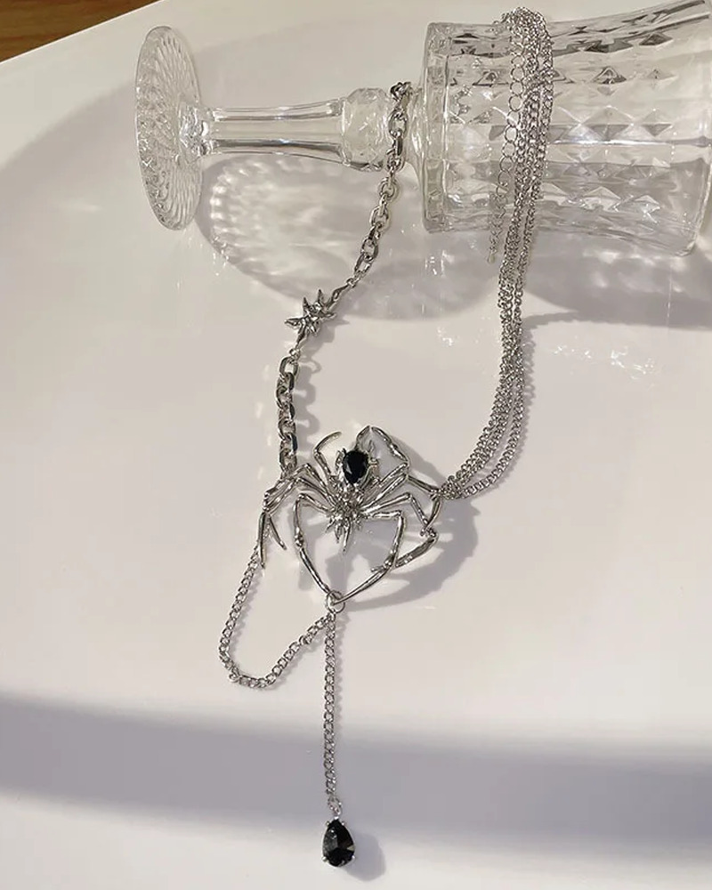Y2K Grunge Spider Necklace - Retro 90s Fashion, Gothic Y2K, Pastel Goth, Y2K Party Outfit