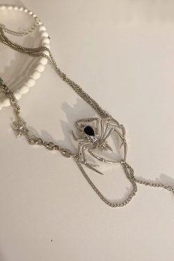 Y2K Grunge Spider Necklace - Retro 90s Fashion, Gothic Y2K, Pastel Goth, Y2K Party Outfit