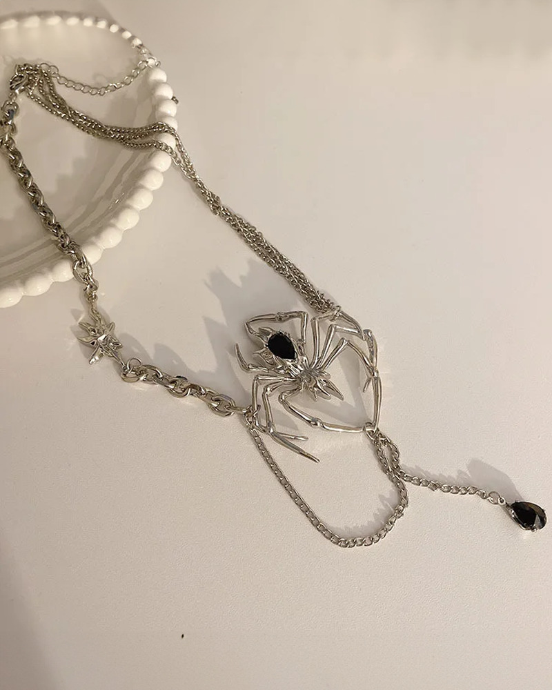 Y2K Grunge Spider Necklace - Retro 90s Fashion, Gothic Y2K, Pastel Goth, Y2K Party Outfit
