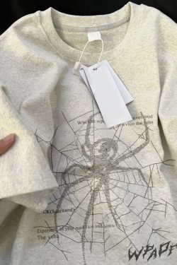 Y2K Grunge Spider T-Shirt - Retro 90s Fashion, Summer Y2K Outfits, Gothic Y2K Style