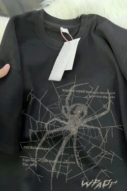 Y2K Grunge Spider T-Shirt - Retro 90s Fashion, Summer Y2K Outfits, Gothic Y2K Style