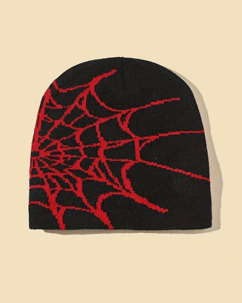 Y2K Grunge Spider Web Beanie - Retro 90s Fashion, Gothic Y2K, Pastel Goth, Y2K Club Out
