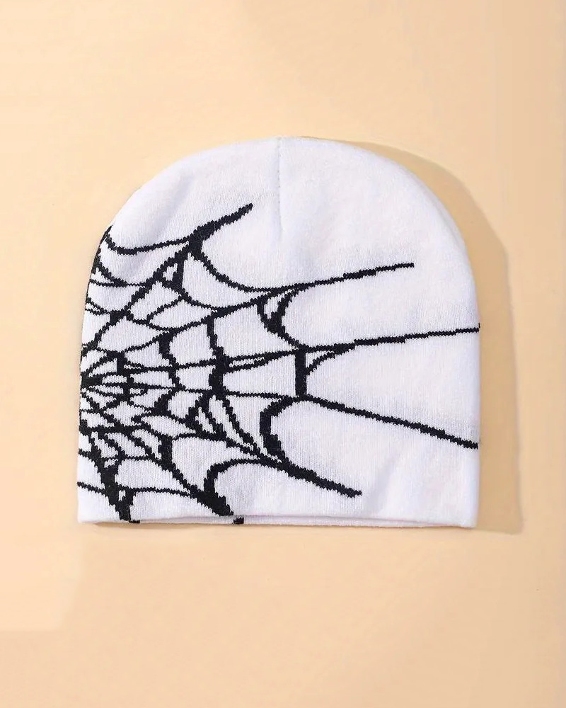 Y2K Grunge Spider Web Beanie - Retro 90s Fashion, Gothic Y2K, Pastel Goth, Y2K Club Out