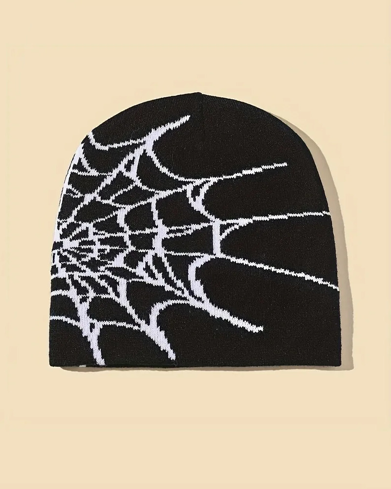 Y2K Grunge Spider Web Beanie - Retro 90s Fashion, Gothic Y2K, Pastel Goth, Y2K Club Out
