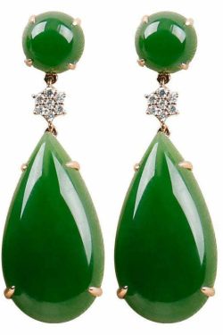 Y2K Grunge Spinach Green Jade Zircon Water Drop Earrings - Retro 90s Fashion Statement Jewelry