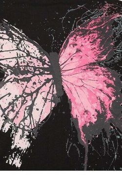 Y2K Grunge Splattered Butterfly Tee - Retro 90s Fashion, Summer Y2K Outfits, Pastel Goth Style