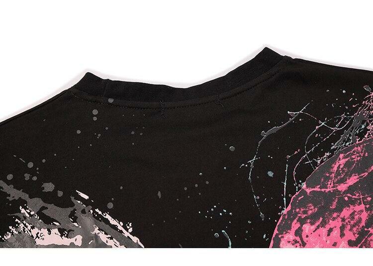 Y2K Grunge Splattered Butterfly Tee - Retro 90s Fashion, Summer Y2K Outfits, Pastel Goth Style