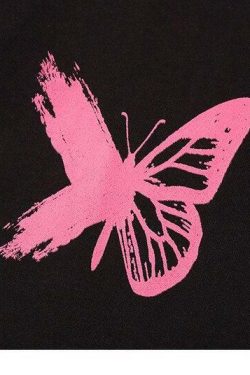 Y2K Grunge Splattered Butterfly Tee - Retro 90s Fashion, Summer Y2K Outfits, Pastel Goth Style